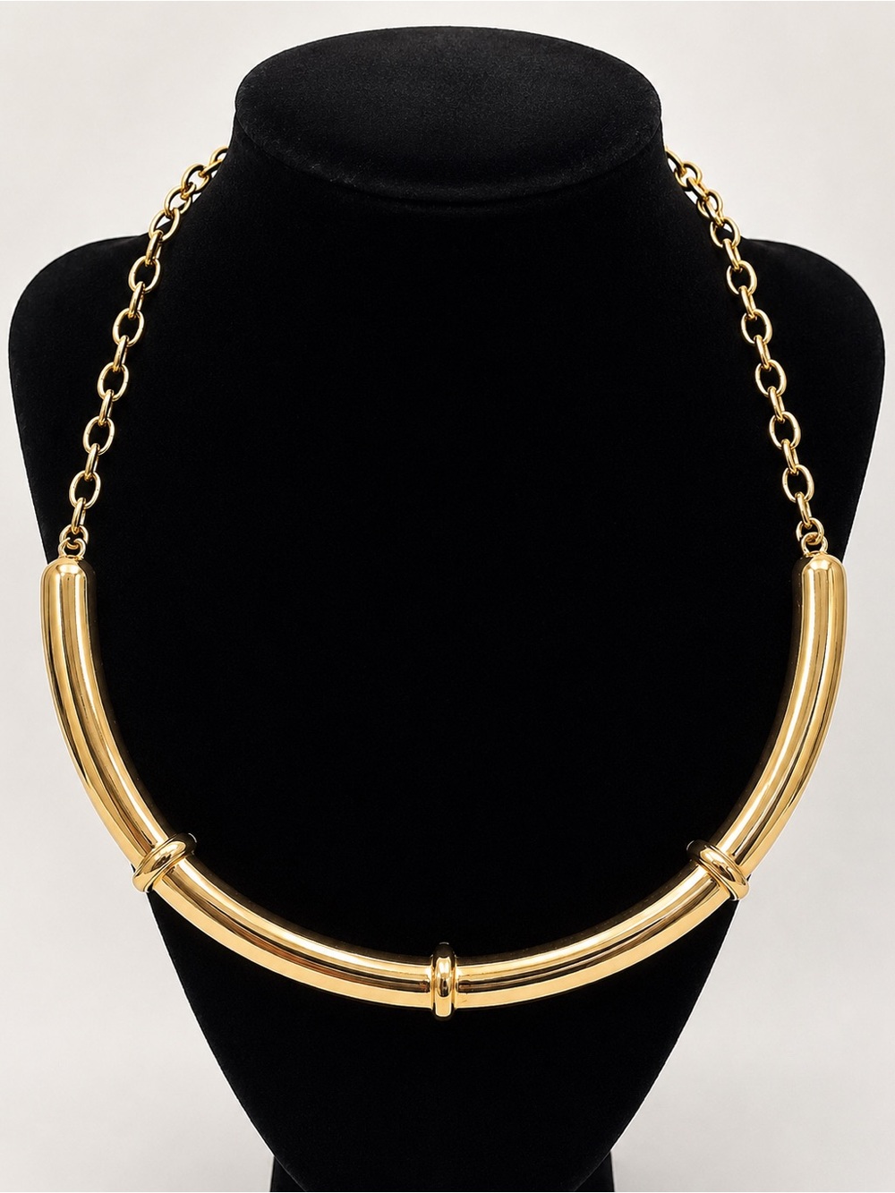 BCBG Gold Tone Chunky Statement Collar Necklace